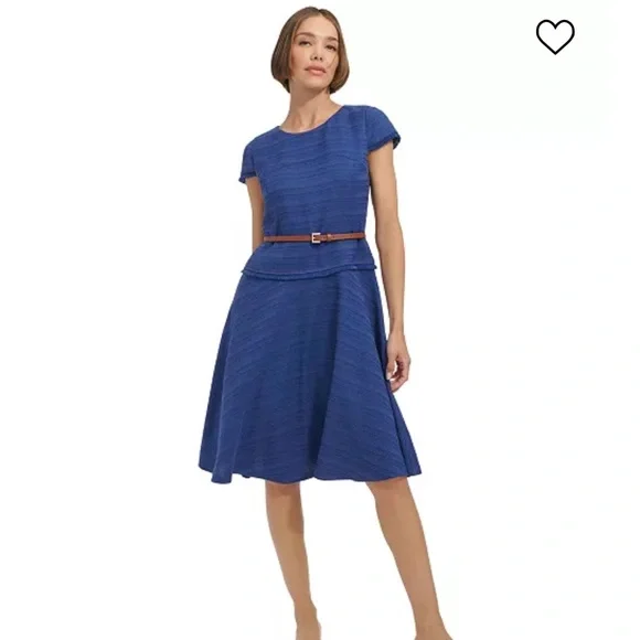 Tommy Hilfiger | Dresses | Tommy Hilfiger Womens Belted Capsleeve Fit Flare  Dress | Poshmark